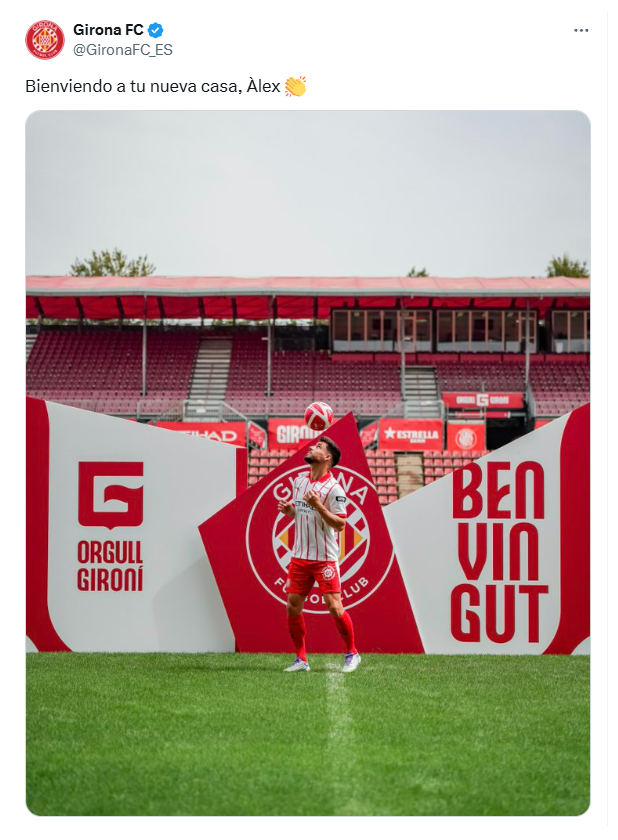 ÁLEX MORENO, presentado como nuevo futbolista del Girona FC (tweet)